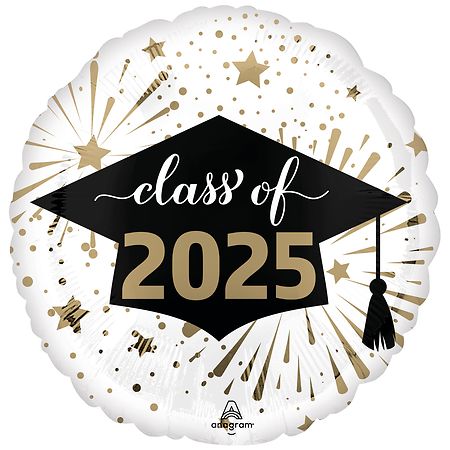 Progressive Balloons Class of 2025 Foil Balloon 18 Inch White/Gold