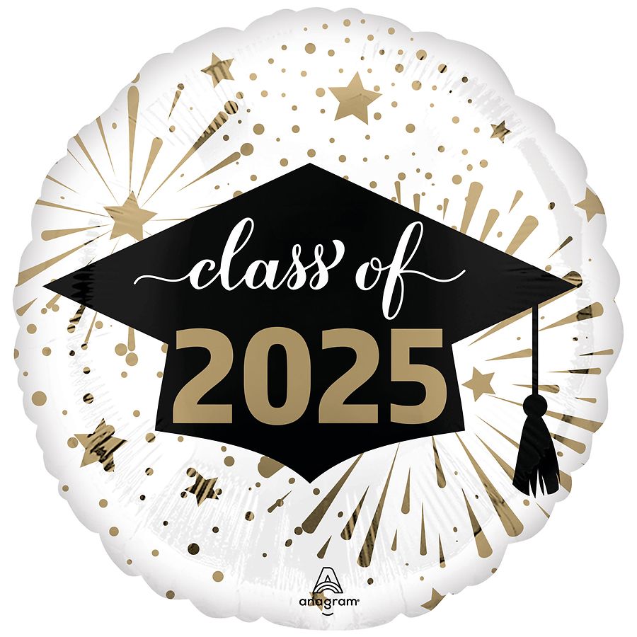 Progressive Balloons Class of 2025 Foil Balloon 18 Inch White/Gold