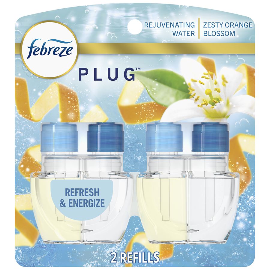 Febreze Plug In Air Freshener, Odor-Fighting Scented Oil Refill Refresh & Energize