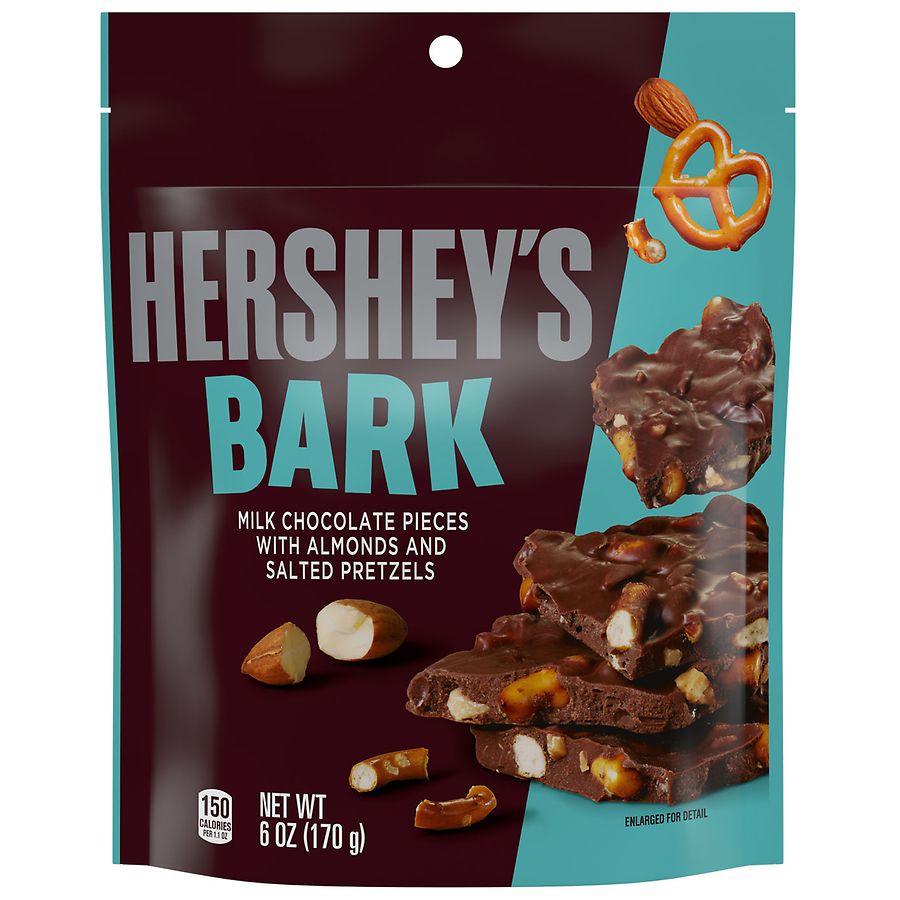 HERSHEY'S Milk Chocolate Candy, Almonds and Salted Pretzels Bark Bag
