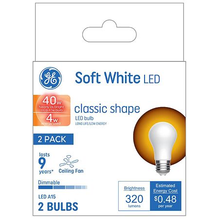 GE Ceiling Fan Soft White LED Light Bulbs - 2.0 ea