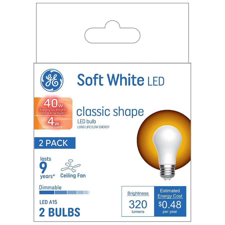 GE Ceiling Fan Soft White LED Light Bulbs