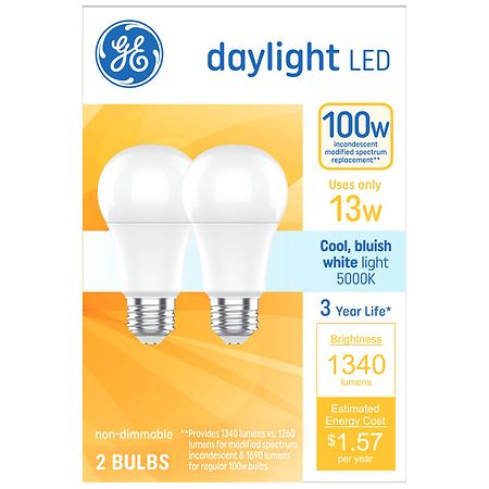 GE Daylight LED Light Bulbs - 2.0 ea