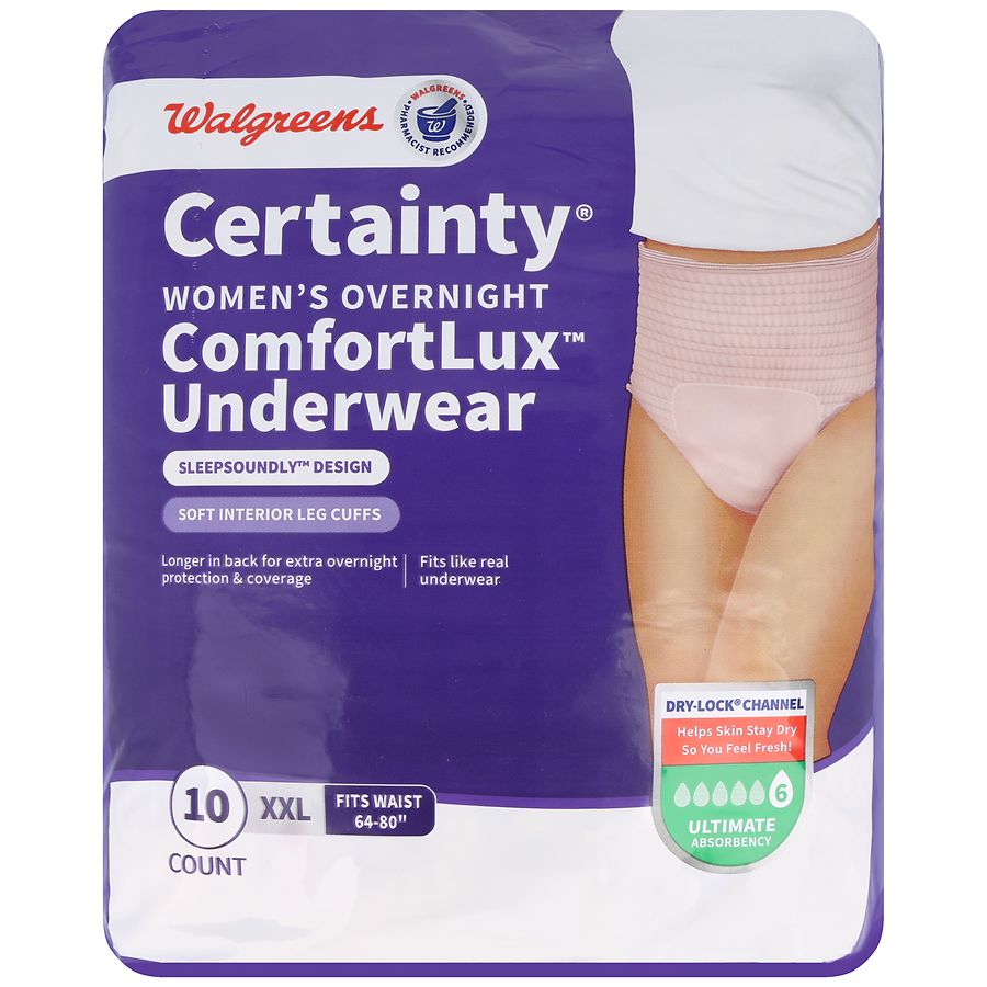 Walgreens Certainty Women's Overnight ComfortLux Underwear Ultimate Absorbency XXL