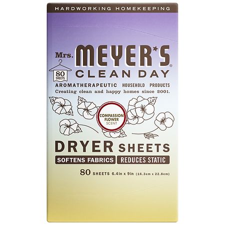 Mrs. Meyer's Clean Day Dryer Sheets Compassion Flower - 80.0 ea