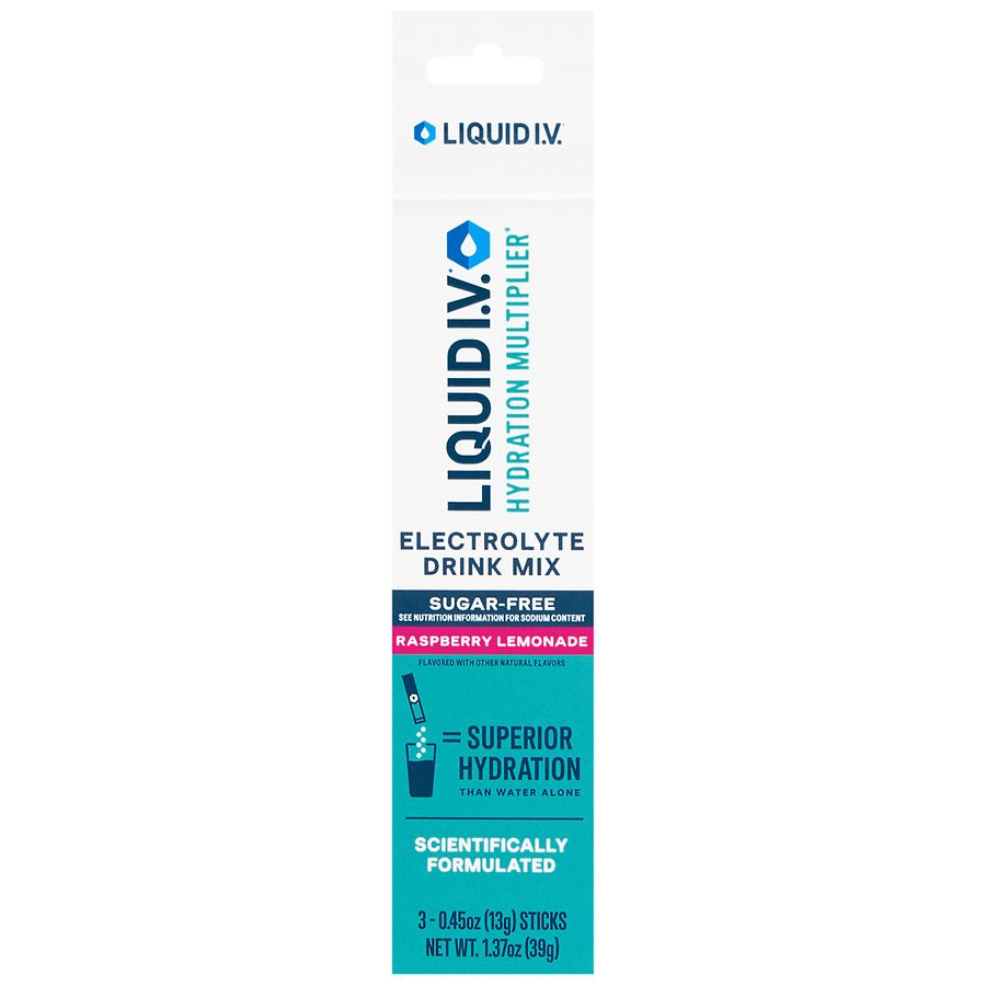 Liquid I.V. Sugar-Free Electrolyte Drink Mix Sticks Raspberry Lemonade