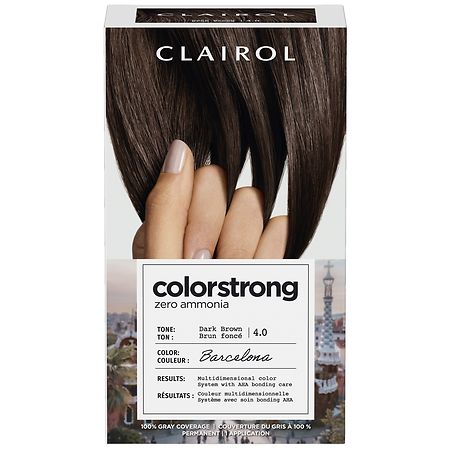 Clairol ColorStrong Zero Ammonia Multi-Dimensional Permanent Hair Color, Barcelona 4.0 Dark Brown