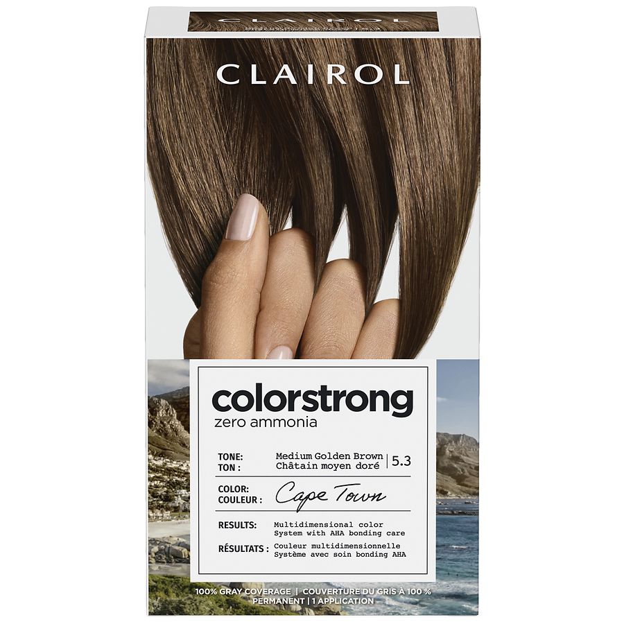 Clairol ColorStrong Zero Ammonia Multi-Dimensional Permanent Hair Color Cape Town, 5.3 Med Golden Brown
