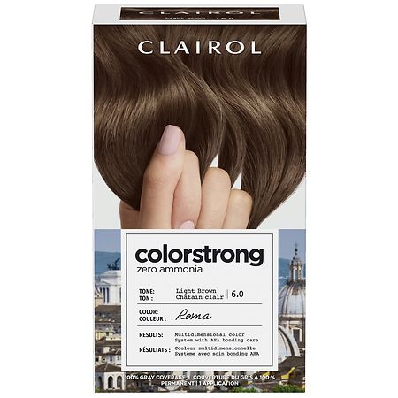 Clairol ColorStrong Zero Ammonia Multi-Dimensional Permanent Hair Color, Roma 6.0 Light Brown