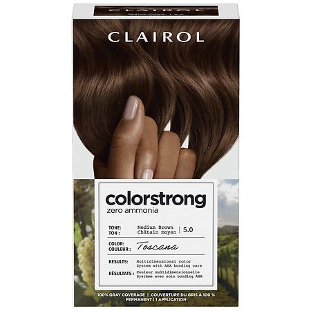 Clairol ColorStrong Zero Ammonia Multi-Dimensional Permanent Hair Color, Toscana 5.0 Medium Brown