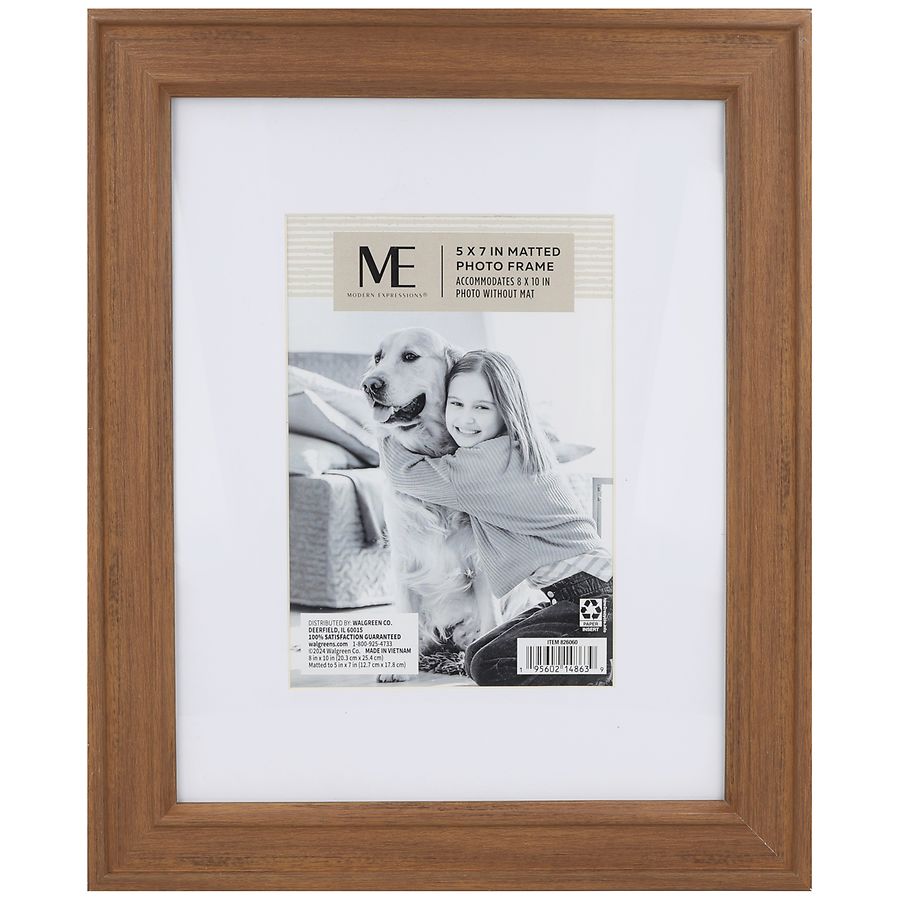 Modern Expressions Matted Photo Frame 5x7 Inches Warm Brown Wood
