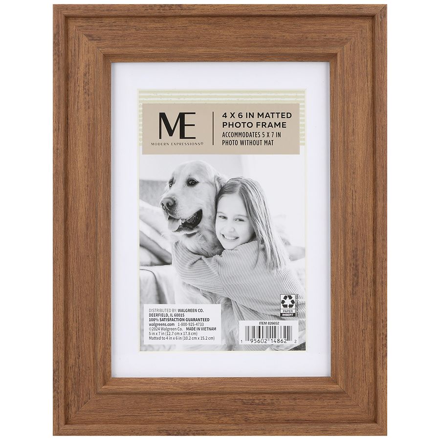 Modern Expressions Matted Photo Frame 4x6 Inches Warm Brown Wood