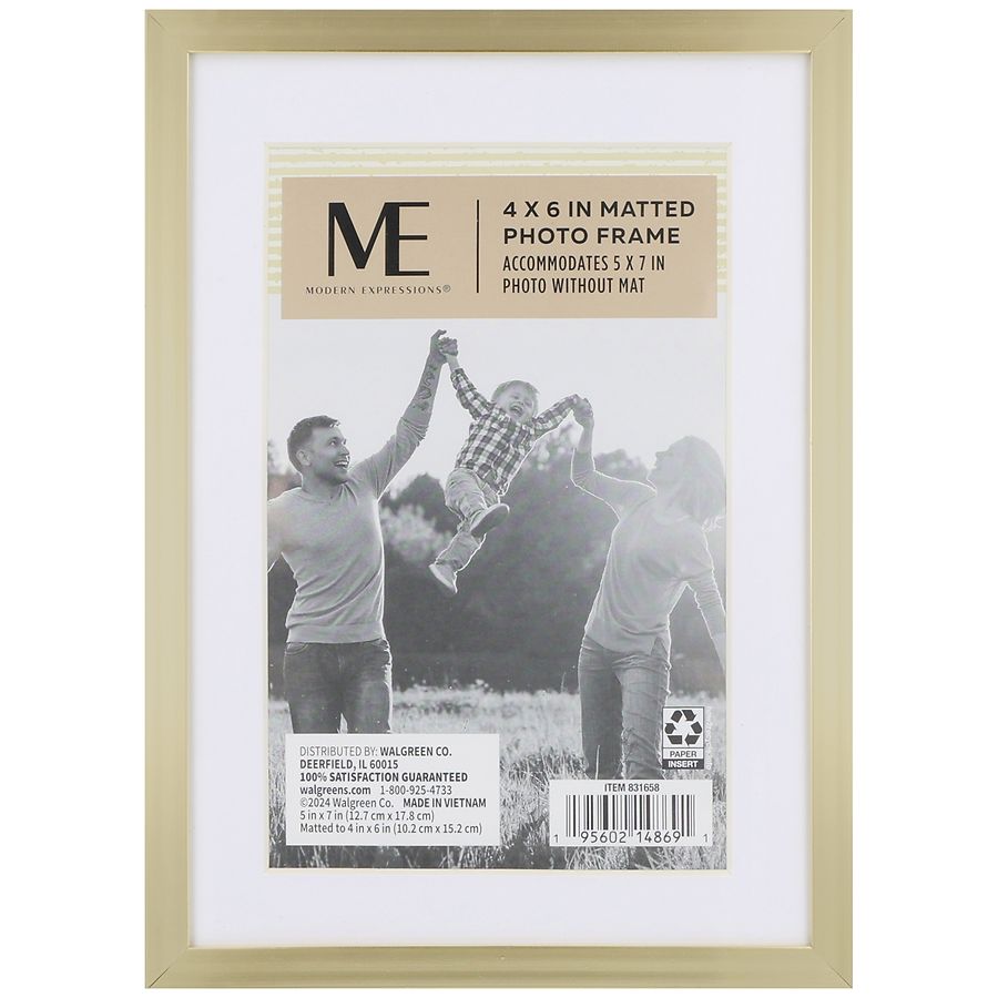 Modern Expressions Matted Photo Frame 4x6 Inches Gold