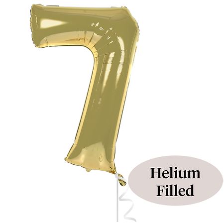 Helium Inflated Foil Balloon Number 7 White Gold 22 x 35 in