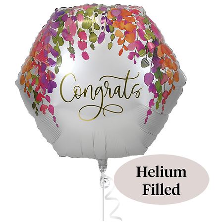 Helium Inflated Foil Balloon Romantic Floral Congrats 23 x 22 in - 1.0 set