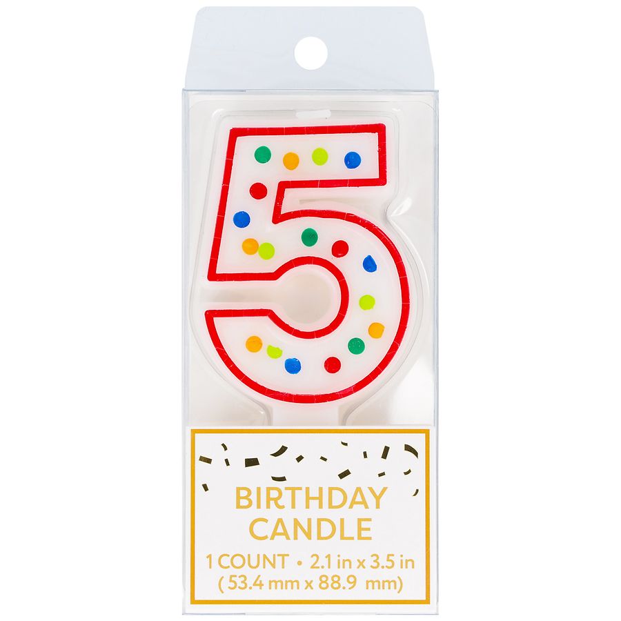 Festive Voice Birthday Candle, Five, Dot