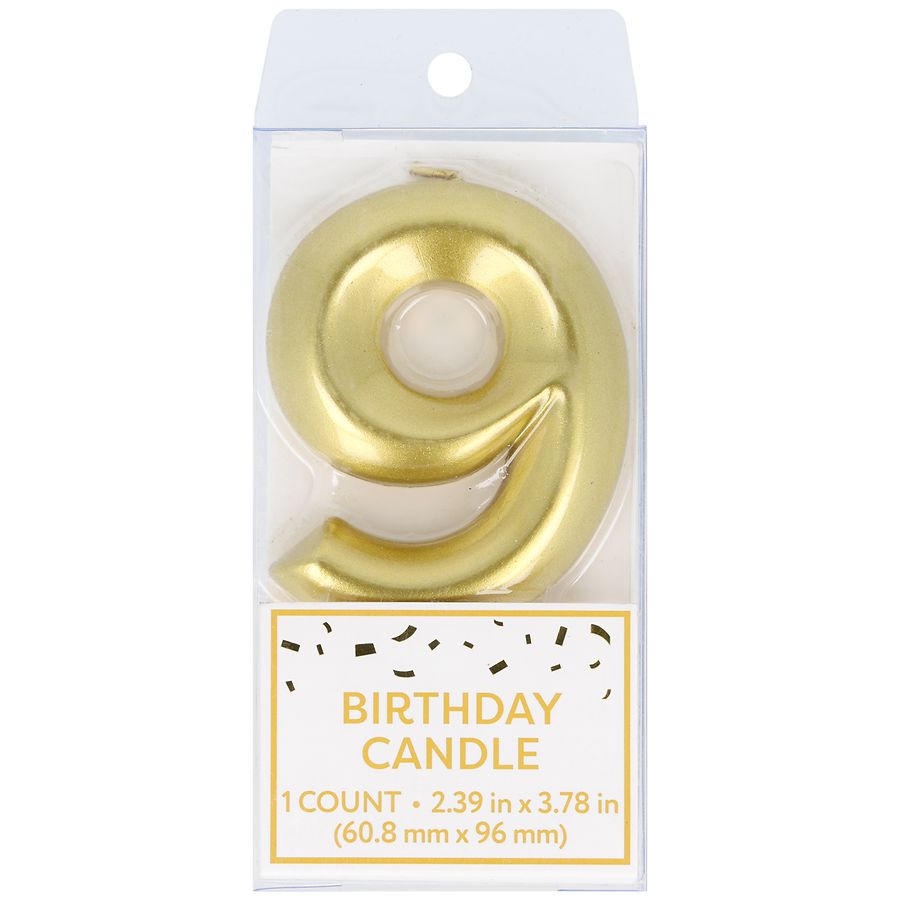Festive Voice Birthday Candle, Nine Gold