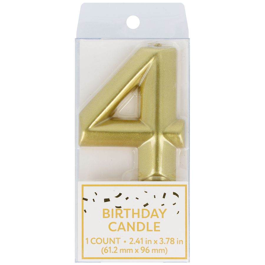 Festive Voice Birthday Candle, Four Gold