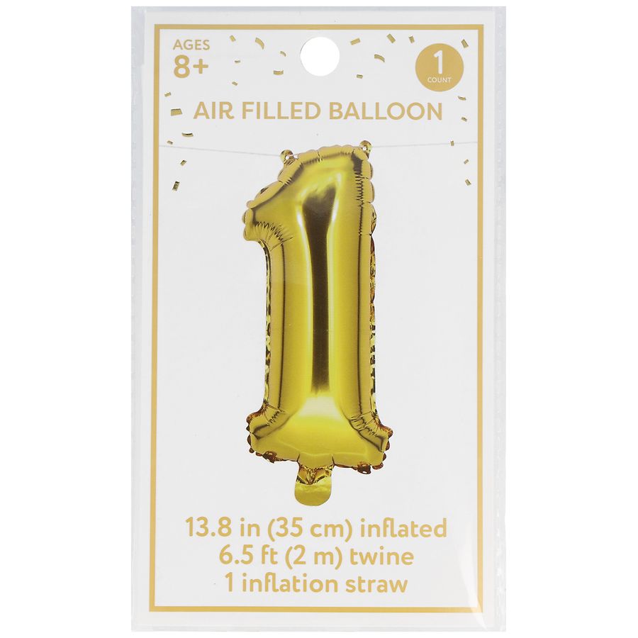 Festive Voice Air Filled Balloon, Number 1 13.8 in Gold
