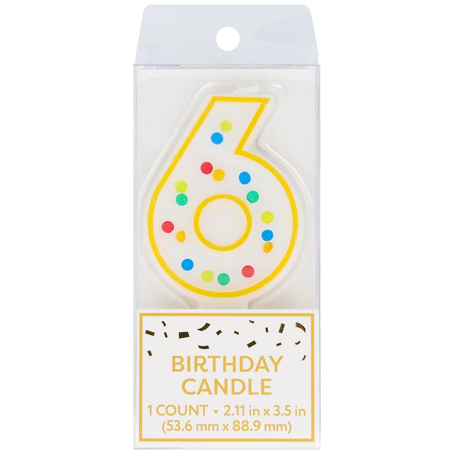 Festive Voice Birthday Candle, Six, Dot