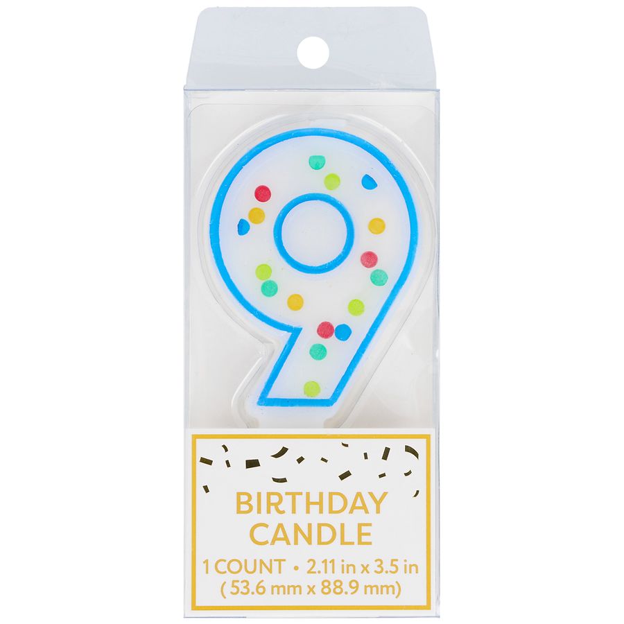 Festive Voice Birthday Candle, Nine, Dot