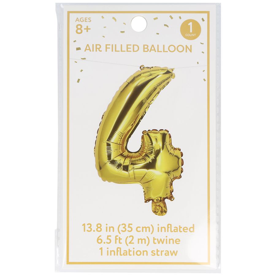 Festive Voice Air Filled Balloon, Number 4 13.8 in Gold | Walgreens