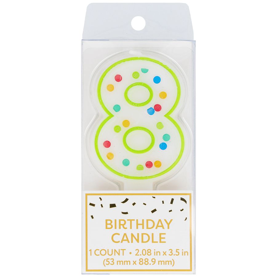 Festive Voice Birthday Candle, Eight, Dot