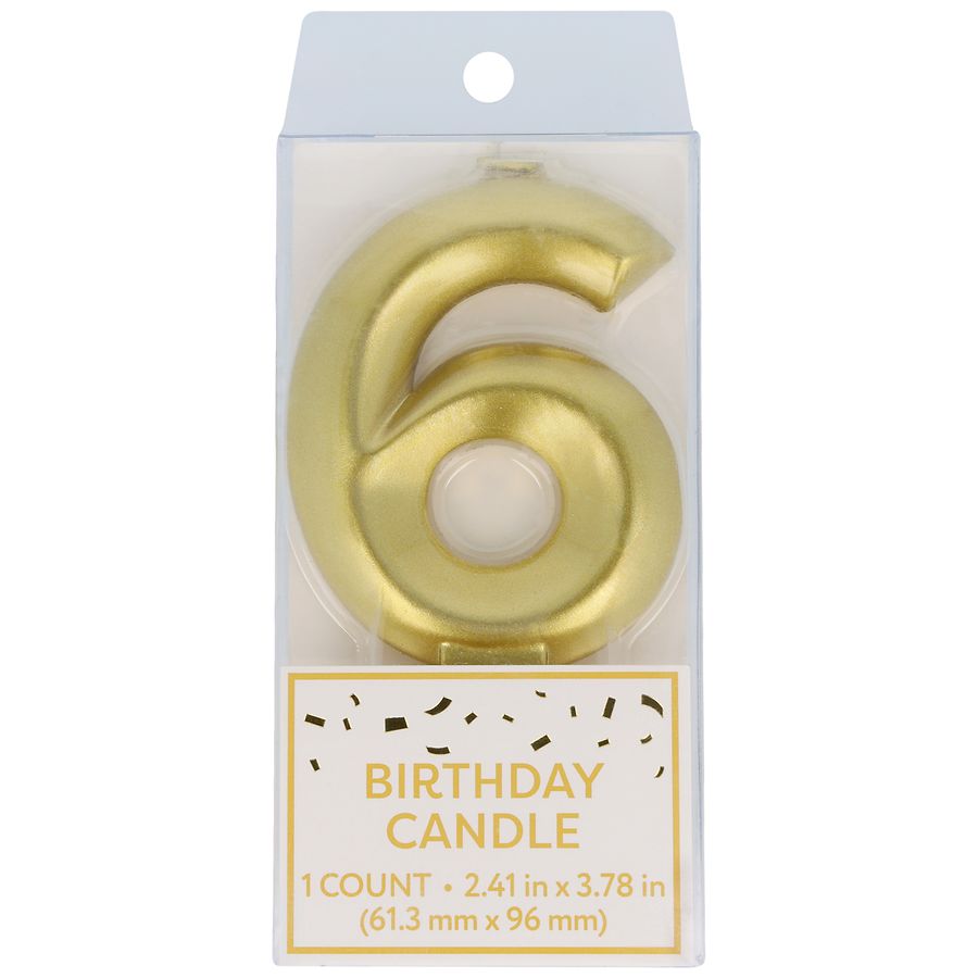 Festive Voice Birthday Candle, Six Gold