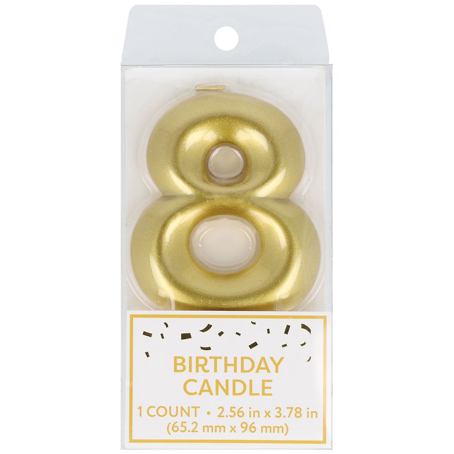 Festive Voice Birthday Candle, Eight Gold