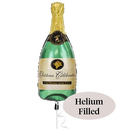 Helium Inflated Foil Balloon Champagne Bottle Stand 14 x 36 in