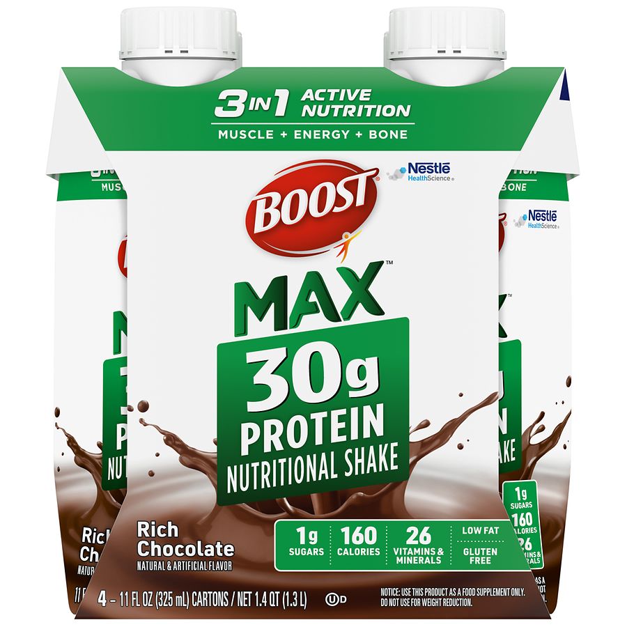 Boost Max 30g Protein Nutritional Shakes Rich Chocolate | Walgreens