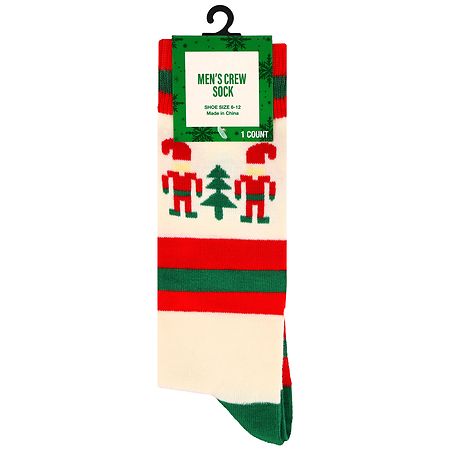 Festive Voice Men's Crew Socks Shoe Size 6-12