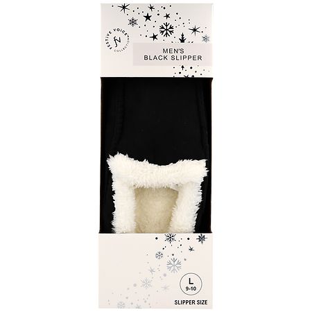Festive Voice Men's Slippers Size L 9-10 Black