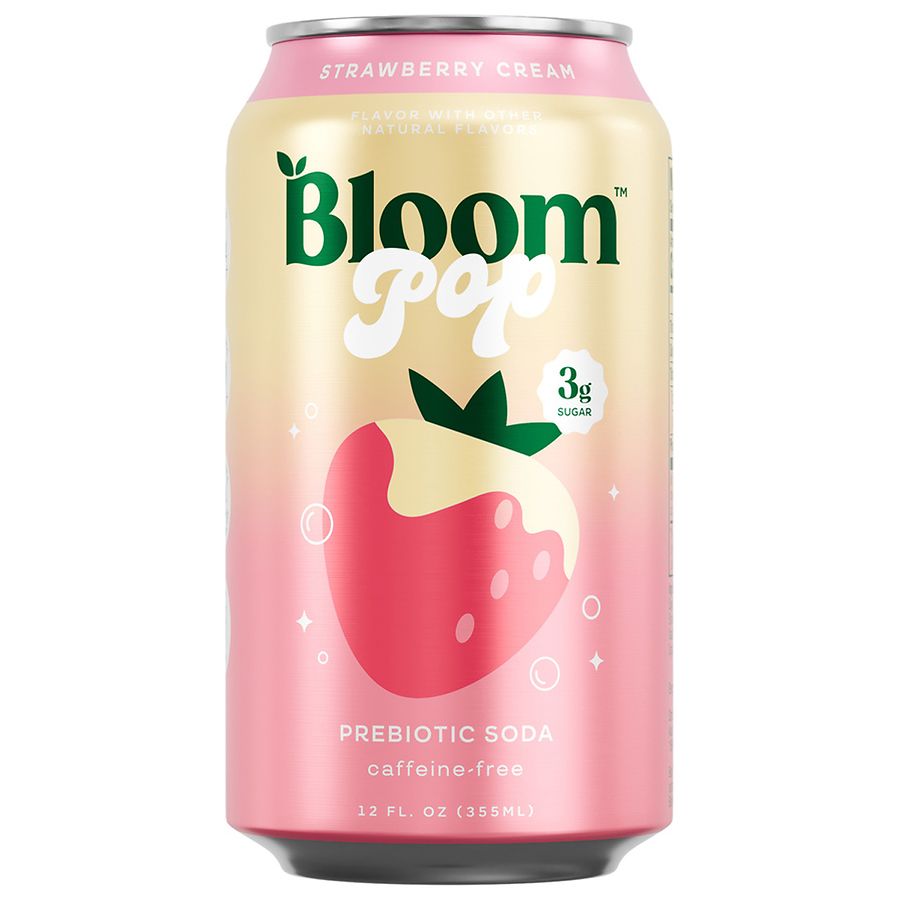 Bloom Pop Strawberry Cream Prebiotic Soda, Can | Walgreens