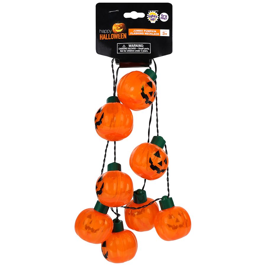 Happy Halloween Jumbo Pumpkin Flashing Necklace | Walgreens