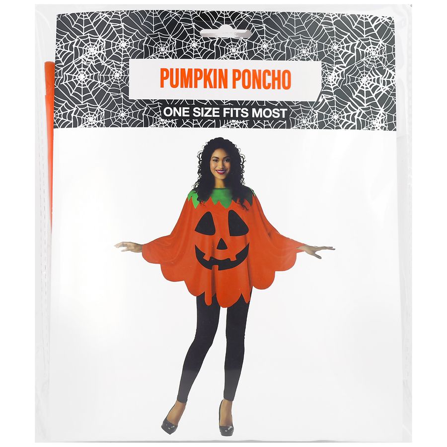 Festive Voice Pumpkin Poncho One Size Fits Most
