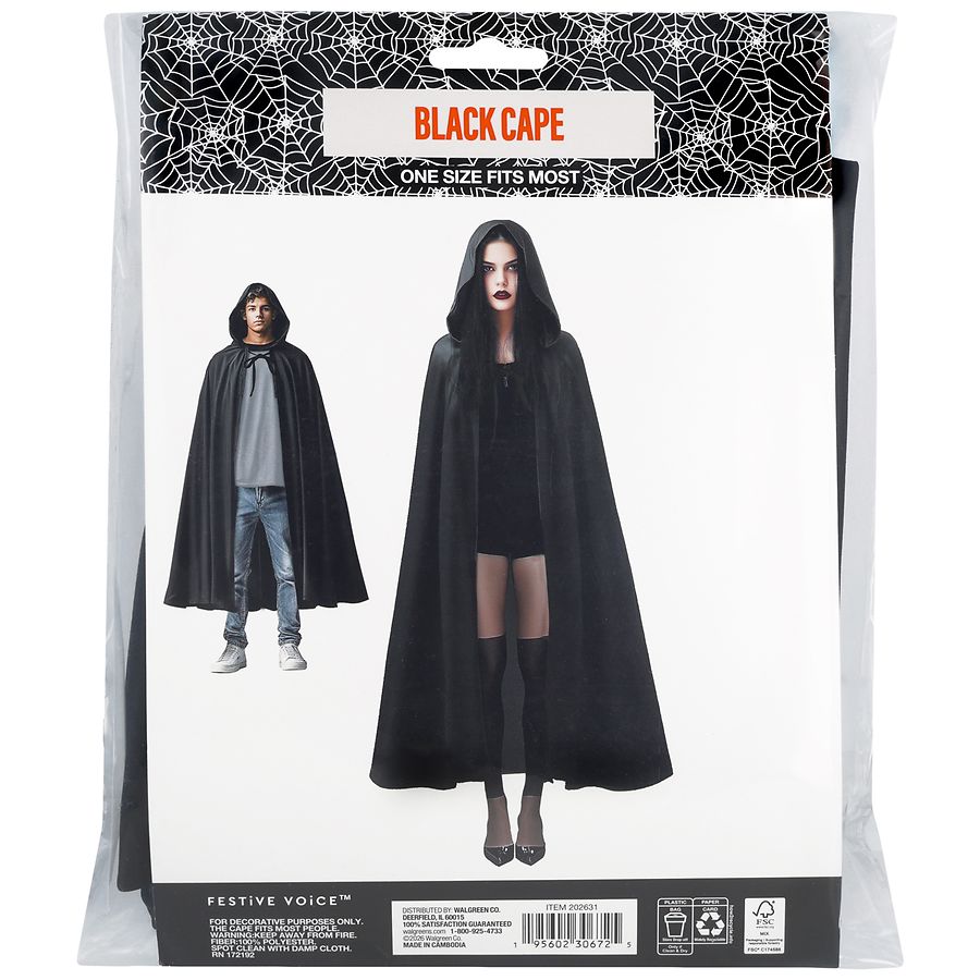 Festive Voice Cape One Size Fits Most Black | Walgreens