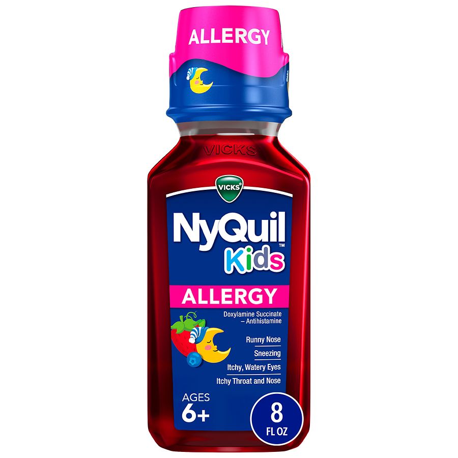 Vicks NyQuil Kids Liquid, Nighttime Allergy Symptom Relief Berry