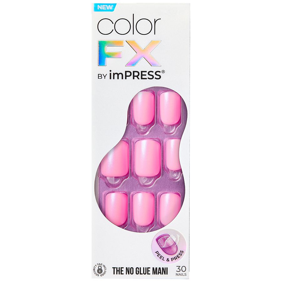 Kiss imPRESS color FX The No Glue Mani Nails Short Late Night