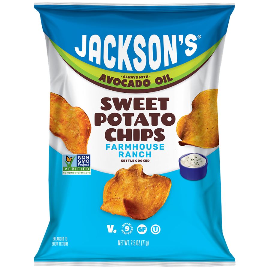 Jackson's Avocado Oil Kettle Cooked Sweet Potato Chips Farmhouse Ranch
