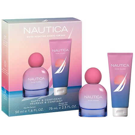 Nautica Rose Island Eau de Parfum & Shower Gel, Mood Boosting Scents for Her Gift Set