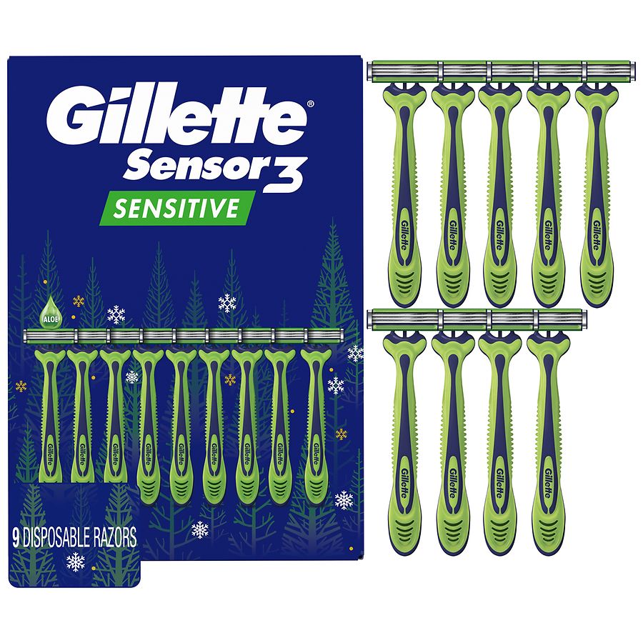 Gillette Sensor3 Sensitive Men's Disposable Razor, Holiday Gifts