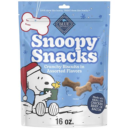 Blue Buffalo Snoopy Snacks Crunchy Dog Treats, Small Beef, Chicken, and Bacon