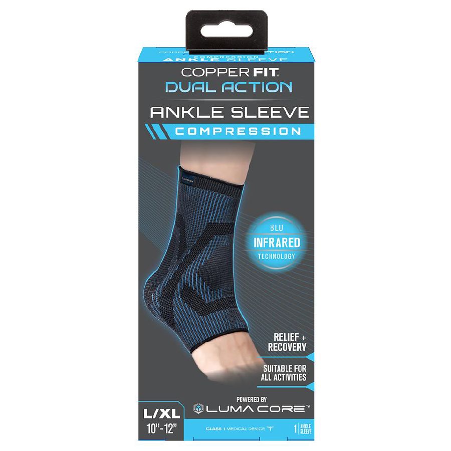 Copper Fit Dual Action Blu-Infrared Ankle Sleeve L/XL