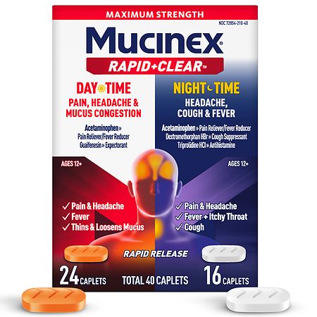 Mucinex Rapid+Clear Maximum Strength Day & Night Cold And Flu Medicine for Adults - 40.0 ea