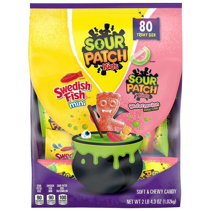 Sour Patch Kids & Swedish Fish Soft & Chewy Halloween Candy Variety Pack Variety