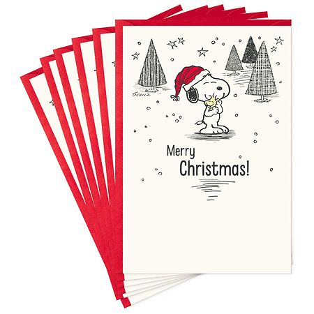 Hallmark Peanuts Christmas Cards (6 Cards with Envelopes) Snoopy and Woodstock