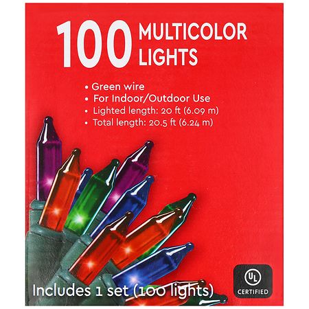Festive Voice Lights 100 Multicolor, Green Wire