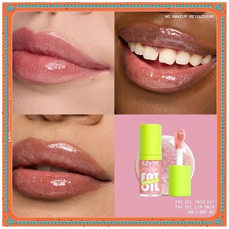 NYX Professional Makeup Holiday Lip Oil Trio Kit, 12Hr Hydration