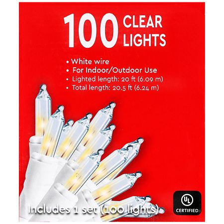 Festive Voice Lights 100 Clear, White Wire